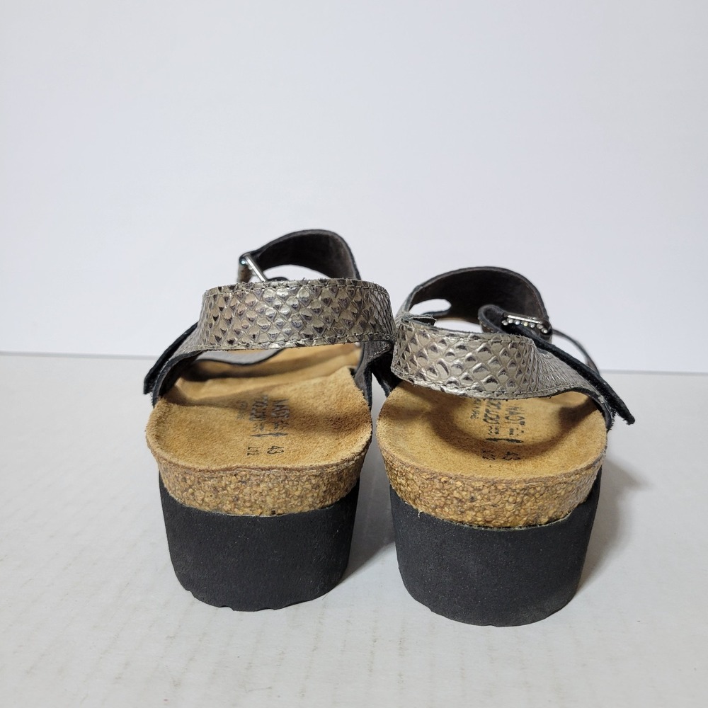 Naot Pamela Metallic Scale Snake Embossed Slingback Wedge Sandal Size 12 - Picture 7 of 9